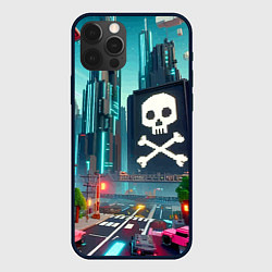 Чехол iPhone 12 Pro Max Minecraft district with skull - ai art fantasy