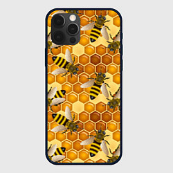Чехол для iPhone 12 Pro Max Пчелиный цветной паттерн, цвет: 3D-черный