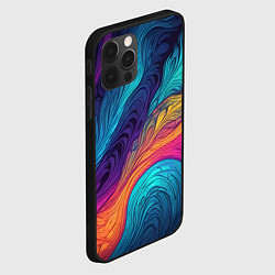 Чехол для iPhone 12 Pro Max Перья эбру абстракция, цвет: 3D-черный — фото 2