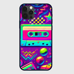 Чехол для iPhone 12 Pro Max Неоновые 90-е катание и музыка, цвет: 3D-черный