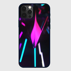 Чехол для iPhone 12 Pro Max Оптические лучи неон, цвет: 3D-черный