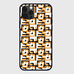 Чехол для iPhone 12 Pro Max Чёрно-оранжевые фигуры на белом фоне, цвет: 3D-черный