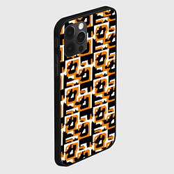 Чехол для iPhone 12 Pro Max Бело-оранжевые фигуры на чёрном фоне, цвет: 3D-черный — фото 2