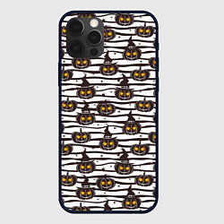 Чехол iPhone 12 Pro Max Halloween - тыквы, светящиеся глаза