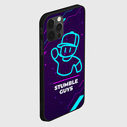 Чехол для iPhone 12 Pro Max Символ Stumble Guys в неоновых цветах на темном фо, цвет: 3D-черный — фото 2