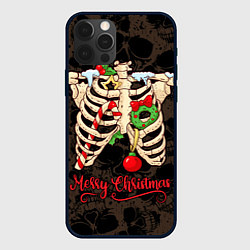 Чехол для iPhone 12 Pro Max Merry Christmas - skeleton, цвет: 3D-черный