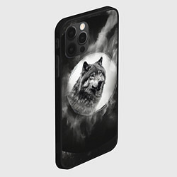 Чехол для iPhone 12 Pro Max Голова серого волка, цвет: 3D-черный — фото 2