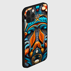Чехол для iPhone 12 Pro Max Зеркальный цветочный узор - нейроарт, цвет: 3D-черный — фото 2