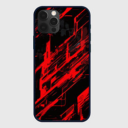 Чехол iPhone 12 Pro Max Red stripes on a black background