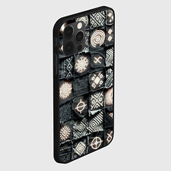 Чехол для iPhone 12 Pro Max Африканские знаки на пэчворк дениме, цвет: 3D-черный — фото 2