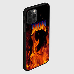 Чехол для iPhone 12 Pro Max Doom fire steel logo, цвет: 3D-черный — фото 2