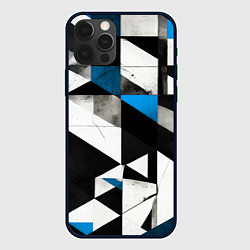 Чехол iPhone 12 Pro Max Black and blue abstraction on a white background