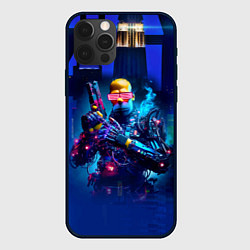 Чехол для iPhone 12 Pro Max Homer Simpson with a pistol - cyberpunk, цвет: 3D-черный