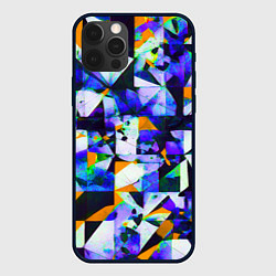 Чехол iPhone 12 Pro Max Жёлто-синяя тревожная абстракция на белом фоне