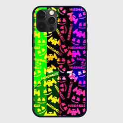 Чехол для iPhone 12 Pro Max Marshmello pattern neon steel, цвет: 3D-черный