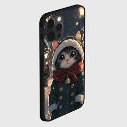 Чехол для iPhone 12 Pro Max Новогодний котик в городе, цвет: 3D-черный — фото 2