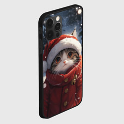 Чехол для iPhone 12 Pro Max Новогодний котик в зимнем лесу, цвет: 3D-черный — фото 2