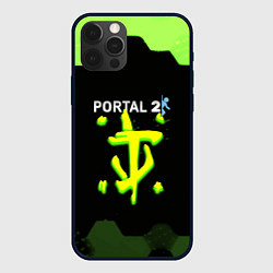 Чехол iPhone 12 Pro Max Doom x portal 2 зелёные соты