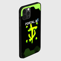 Чехол для iPhone 12 Pro Max Doom x portal 2 зелёные соты, цвет: 3D-черный — фото 2