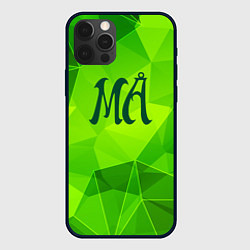 Чехол для iPhone 12 Pro Max Maneskin green poly, цвет: 3D-черный