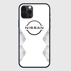 Чехол для iPhone 12 Pro Max Nissan white poly, цвет: 3D-черный