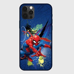 Чехол для iPhone 12 Pro Max Spider-man with a spider web, цвет: 3D-черный