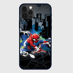 Чехол для iPhone 12 Pro Max Spider-man over the city, цвет: 3D-черный