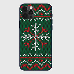 Чехол для iPhone 12 Pro Max Knitted Snowflake Pattern, цвет: 3D-черный