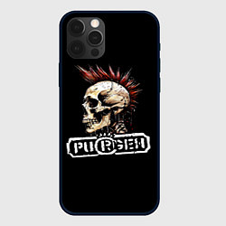 Чехол для iPhone 12 Pro Max Purgen череп к красным ирокезом, цвет: 3D-черный