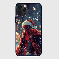 Чехол iPhone 12 Pro Max Человек-паук в шапке Санты