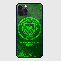 Чехол для iPhone 12 Pro Max Manchester City - green gradient, цвет: 3D-черный