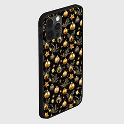 Чехол для iPhone 12 Pro Max Золотые новогодние шары, цвет: 3D-черный — фото 2