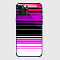 Чехол для iPhone 12 Pro Max Разноцветные вертикальные линии, цвет: 3D-черный