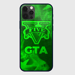 Чехол для iPhone 12 Pro Max GTA - green gradient, цвет: 3D-черный