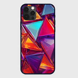 Чехол для iPhone 12 Pro Max Разноцветные треугольники 2, цвет: 3D-черный