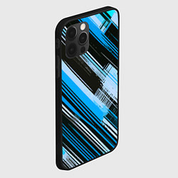 Чехол для iPhone 12 Pro Max Синие диагональные полосы на чёрном фоне, цвет: 3D-черный — фото 2