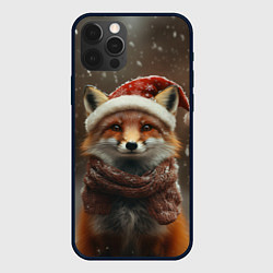 Чехол для iPhone 12 Pro Max Лисица в новогодней шапочке, цвет: 3D-черный