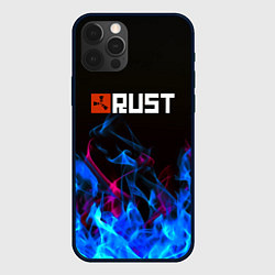 Чехол для iPhone 12 Pro Max Rust neon flame, цвет: 3D-черный