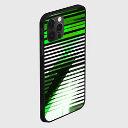 Чехол для iPhone 12 Pro Max Зелёно-чёрные полосы на белом фоне, цвет: 3D-черный — фото 2
