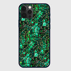 Чехол для iPhone 12 Pro Max Змеиная зелёная кожа, цвет: 3D-черный