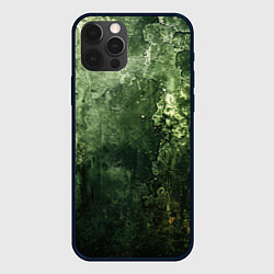 Чехол для iPhone 12 Pro Max Зеленый камуфляж с эффектом старины, цвет: 3D-черный