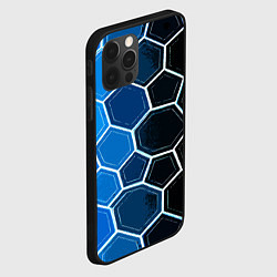 Чехол для iPhone 12 Pro Max Белые шестиугольники на чёрно-синем фоне, цвет: 3D-черный — фото 2