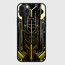 Чехол для iPhone 12 Pro Max Gold lines on a black background, цвет: 3D-черный