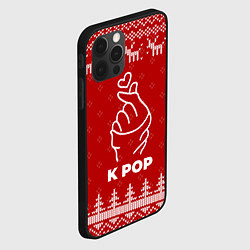 Чехол для iPhone 12 Pro Max Новогодний K Pop с оленями, цвет: 3D-черный — фото 2