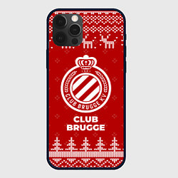 Чехол для iPhone 12 Pro Max Новогодний Club Brugge с оленями, цвет: 3D-черный