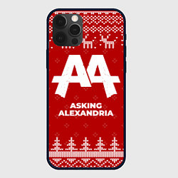 Чехол для iPhone 12 Pro Max Новогодний Asking Alexandria с оленями, цвет: 3D-черный