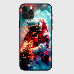 Чехол для iPhone 12 Pro Max Космонавт с ёлкой в космосе, цвет: 3D-черный