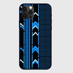 Чехол для iPhone 12 Pro Max Синие обои на чёрном фоне, цвет: 3D-черный