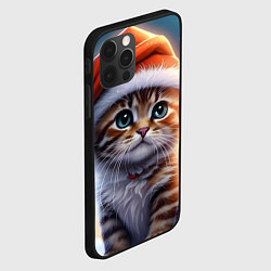 Чехол для iPhone 12 Pro Max Новогодний котенок в шапочке, цвет: 3D-черный — фото 2