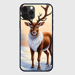 Чехол для iPhone 12 Pro Max Олень в зимнем лесу, цвет: 3D-черный